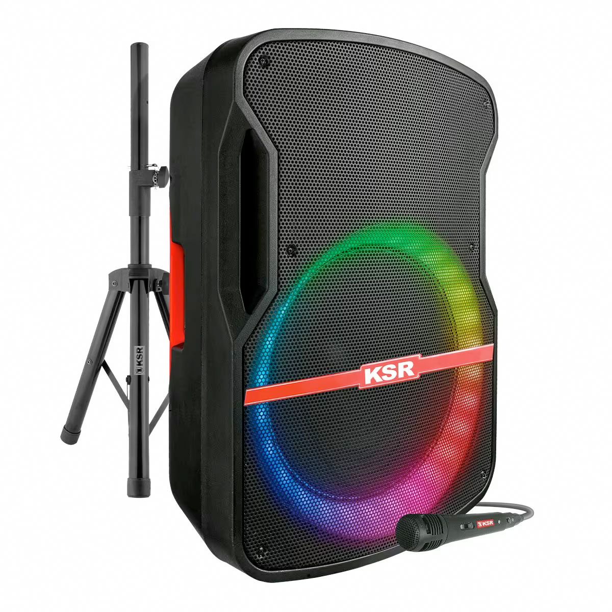 Creditienda - Combo: 2x Bafle Profesional Recargable 15” 30,000 W PMPO con Tripié y Micrófono Alámbrico Kaiser®